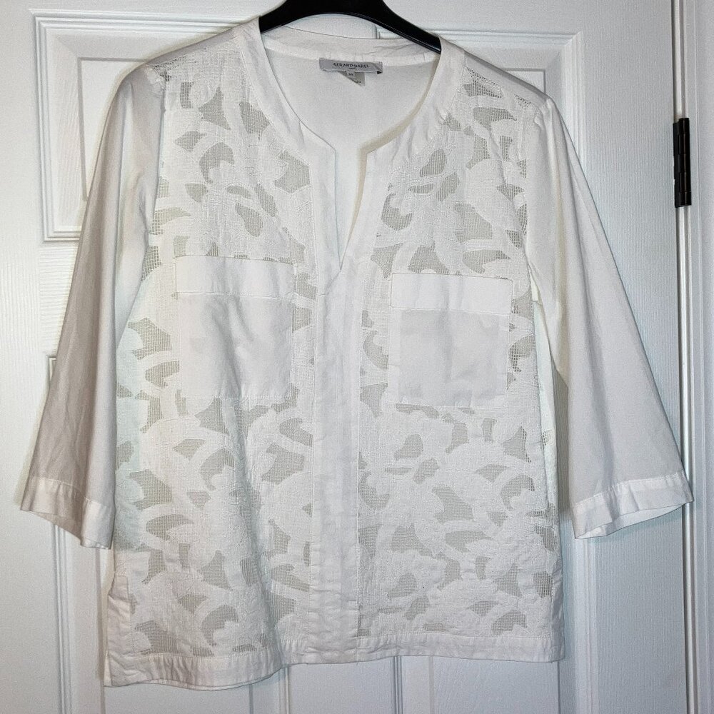 Gerard Darel: White floral applique blouse (size 6)